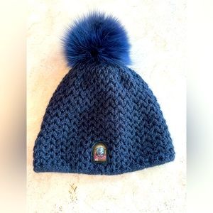 Parajumpers beanie. Wool, mohair, viscose,acrylic, blue fox fur